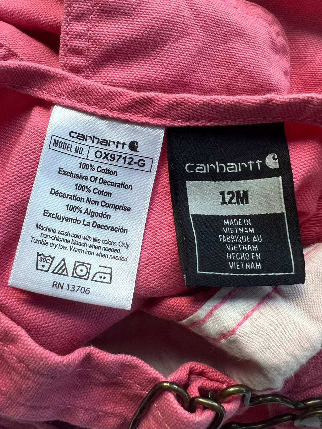 Pink Carhartt Overalls (12m)