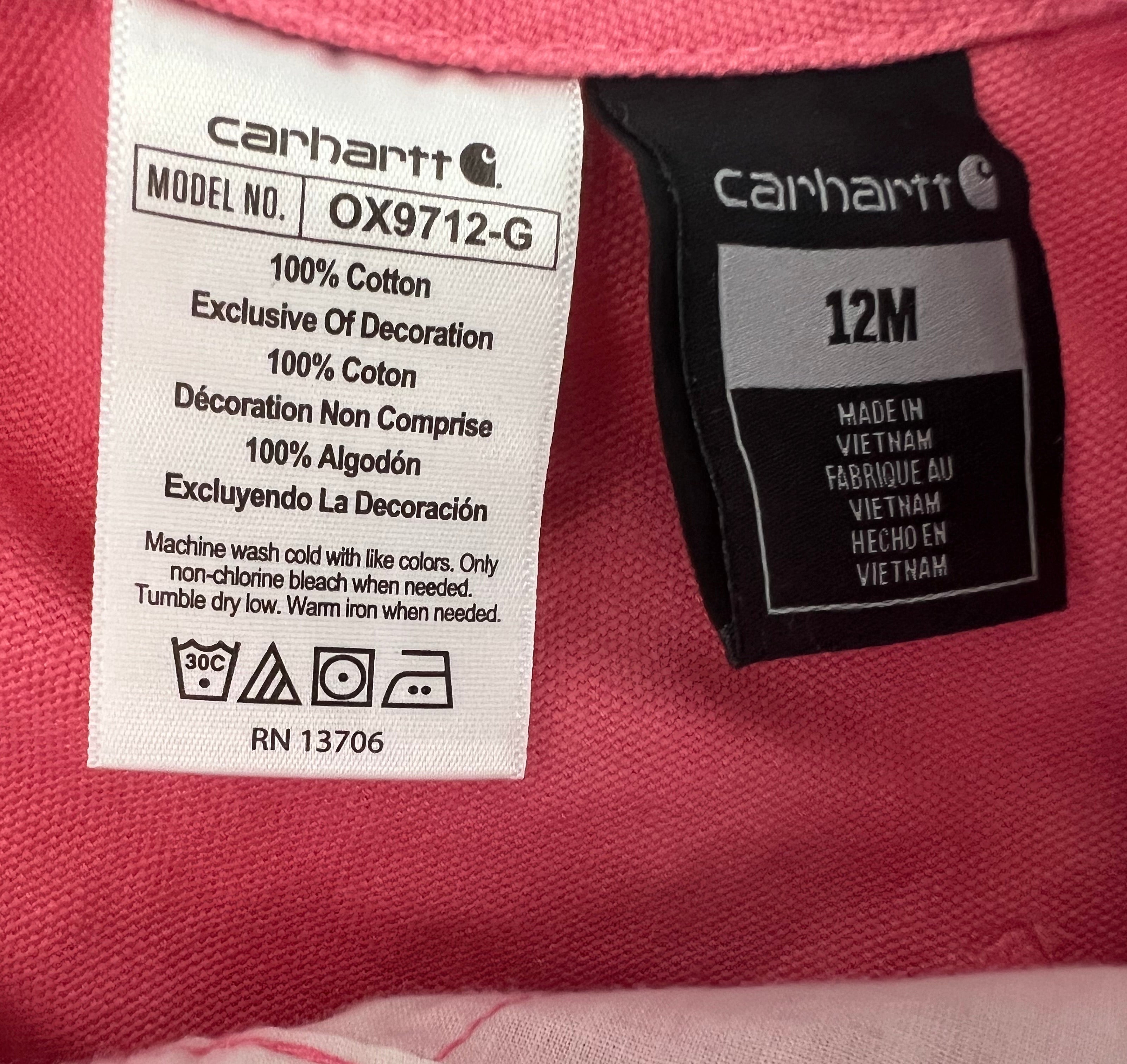 Pink Carhartt Overalls (12m)