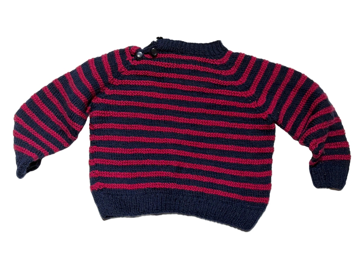 Handmade Knitted Striped Sweater (6-12m)