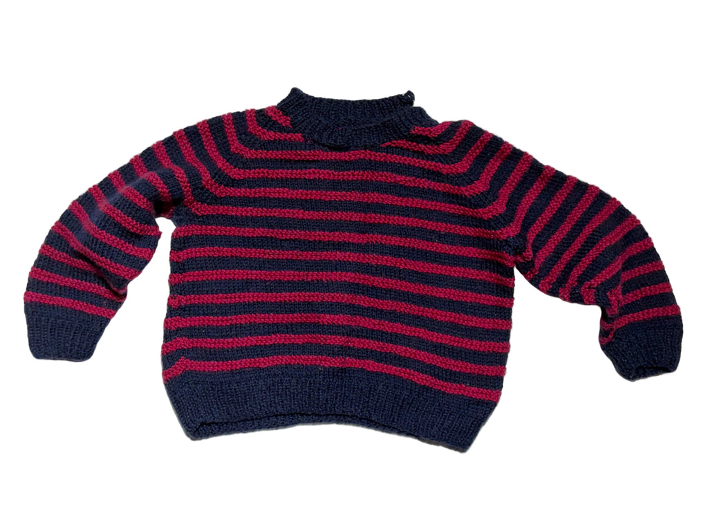 Handmade Knitted Striped Sweater (6-12m)